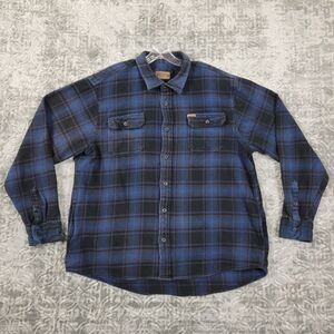 Orvis Flannel Shirt Jacket Men's XXL 2XL Blue Button Up Heavyweight  Shacket